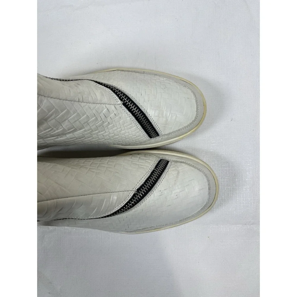 Nude Womens Hilda White Boots Sneakers Sz 38/7 Soft Leather‎ Zipper Bootie RARE